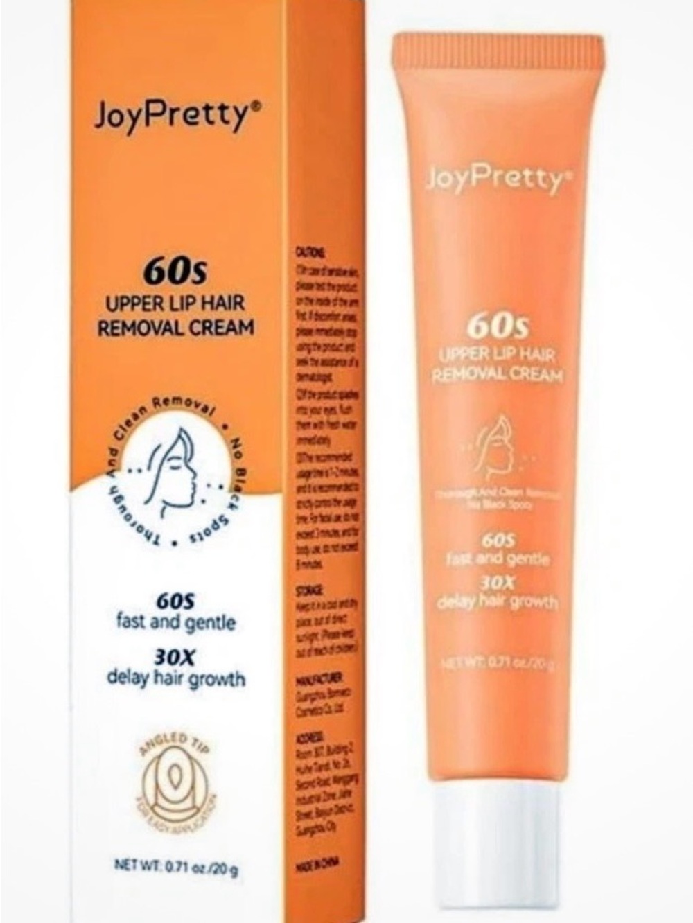 Joy 60s Upper Lip Hair Removal Cream, fast and gentle 30X Delay Hair Growth/20g